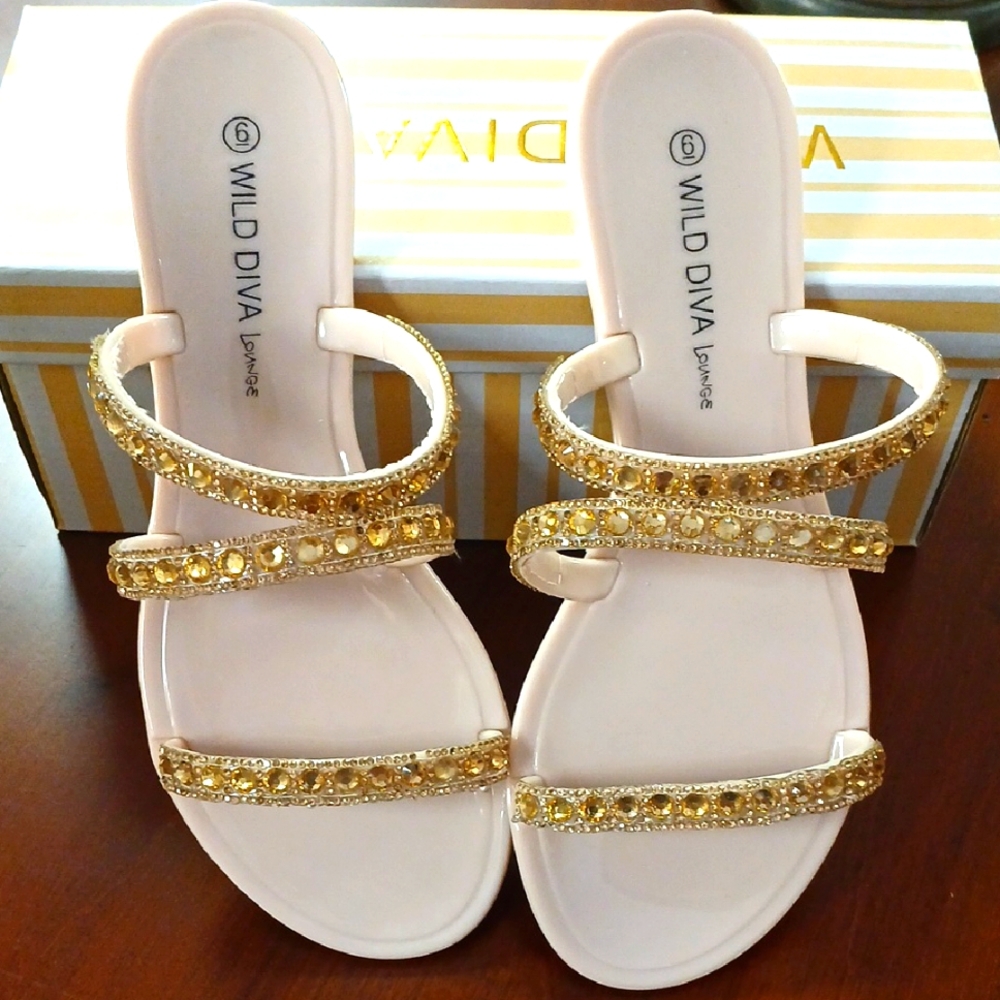 Wild Diva Lounge Rhinestone Triple Strap Sandal - Joanie 235